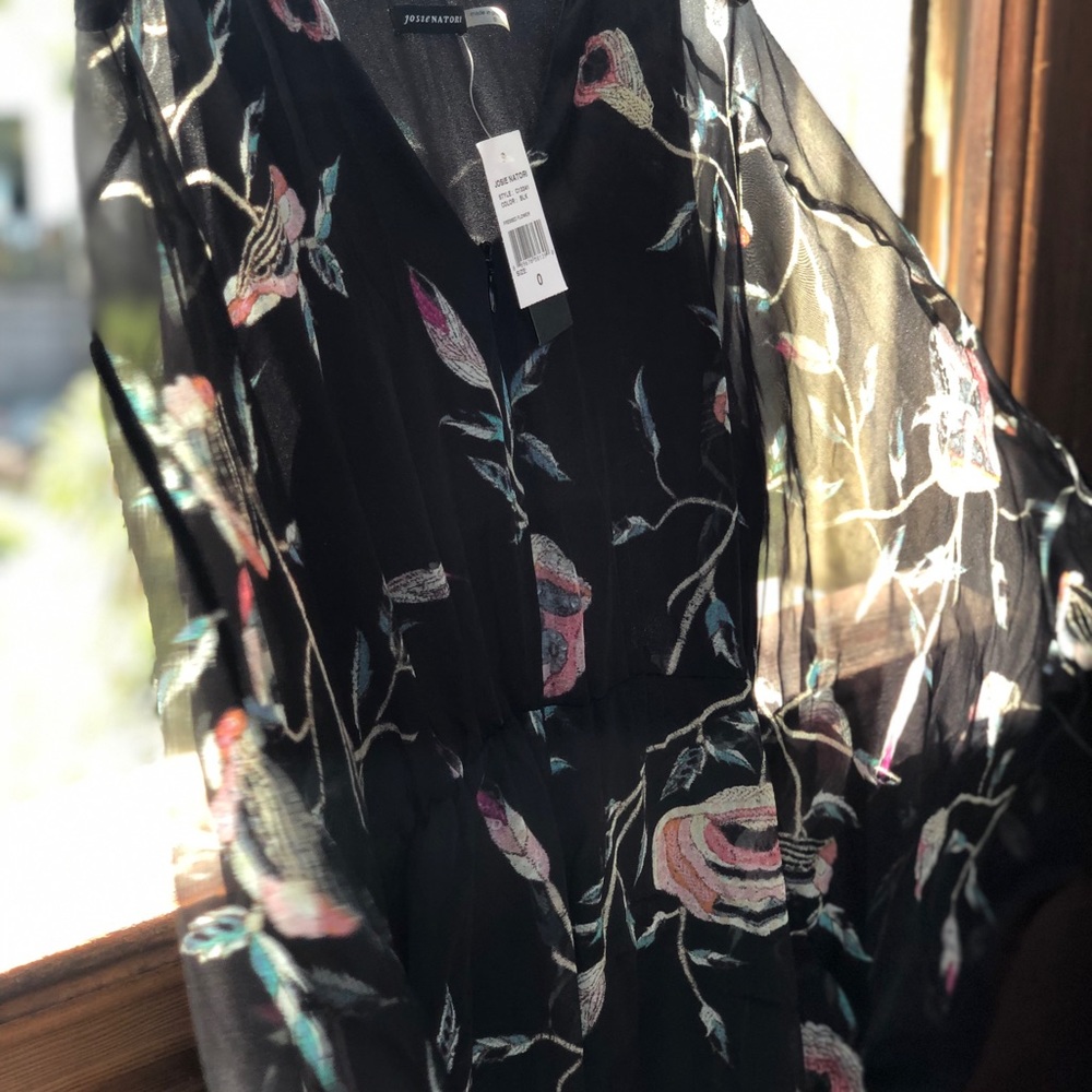 Natori Embroidered Floral-Print Silk Caftan Dress, - Picture 3 of 8